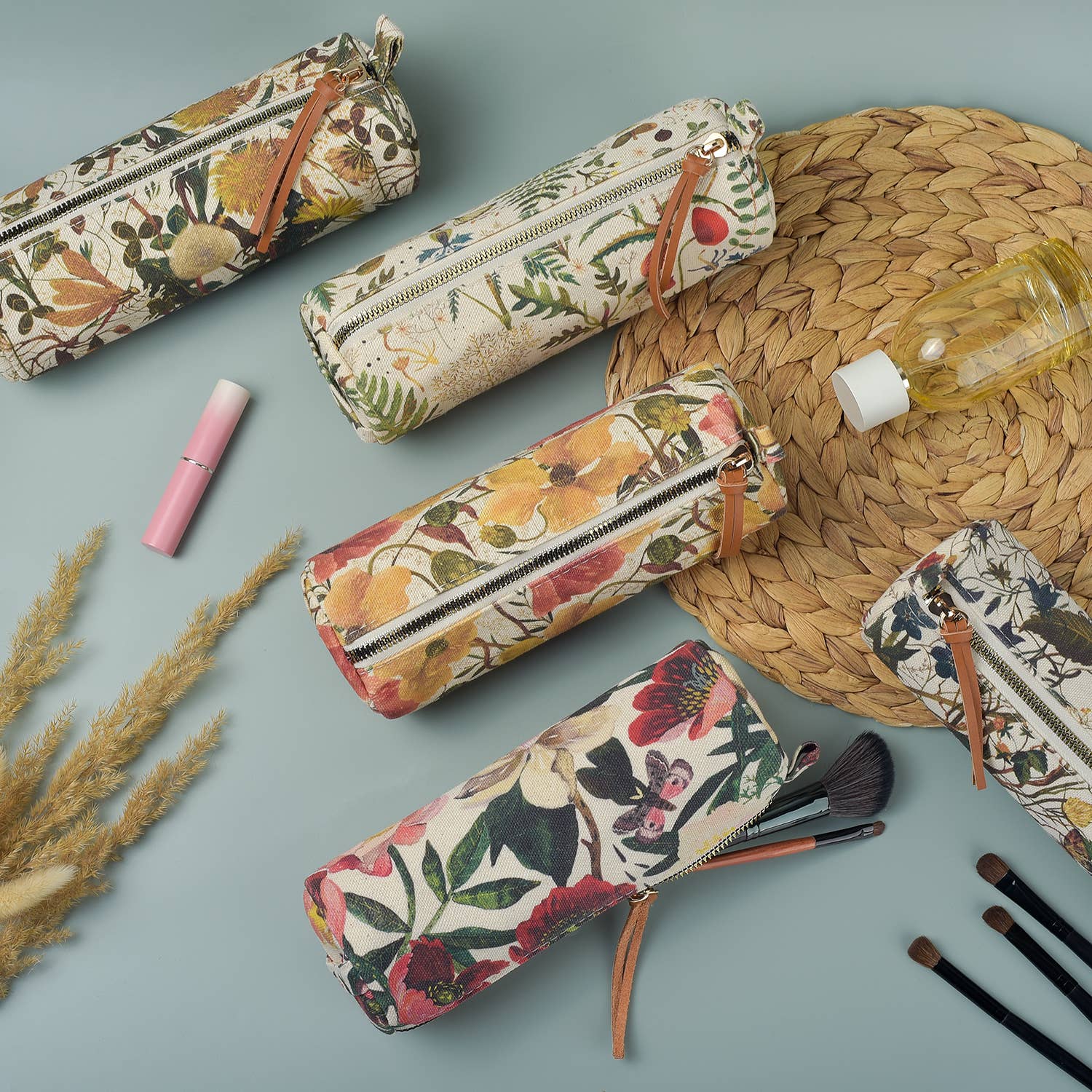 Pencil Pouch - Greens and Flowers