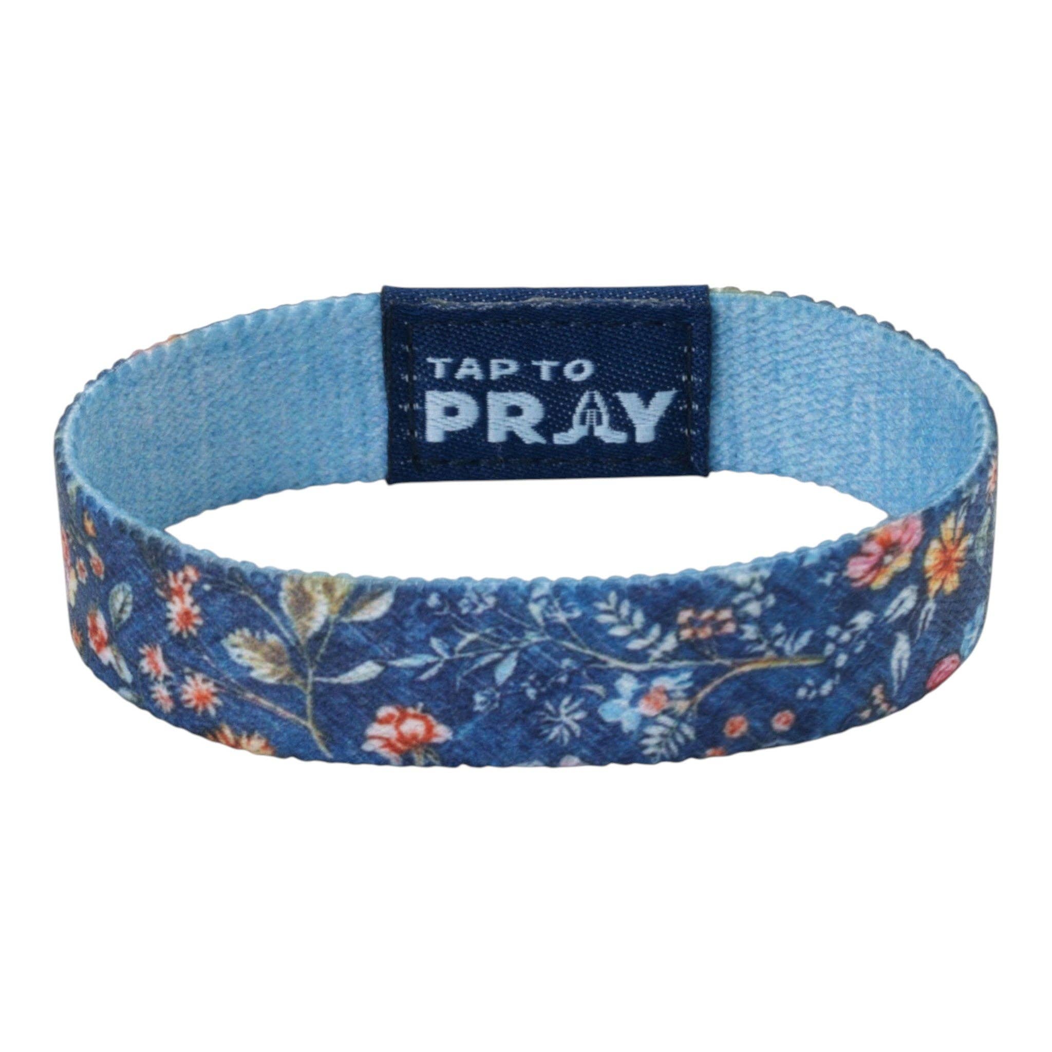 Tap To Pray® Wristband – Wildflower - Be Still: Large