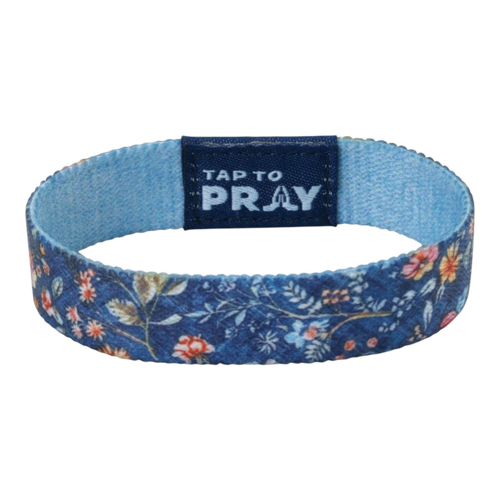 Tap To Pray® Wristband – Wildflower - Be Still: Medium