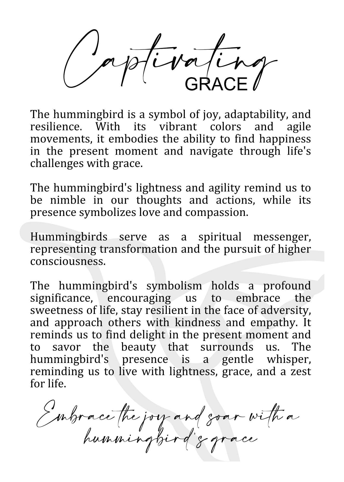Story Ornament - Hummingbird - Captivating Grace