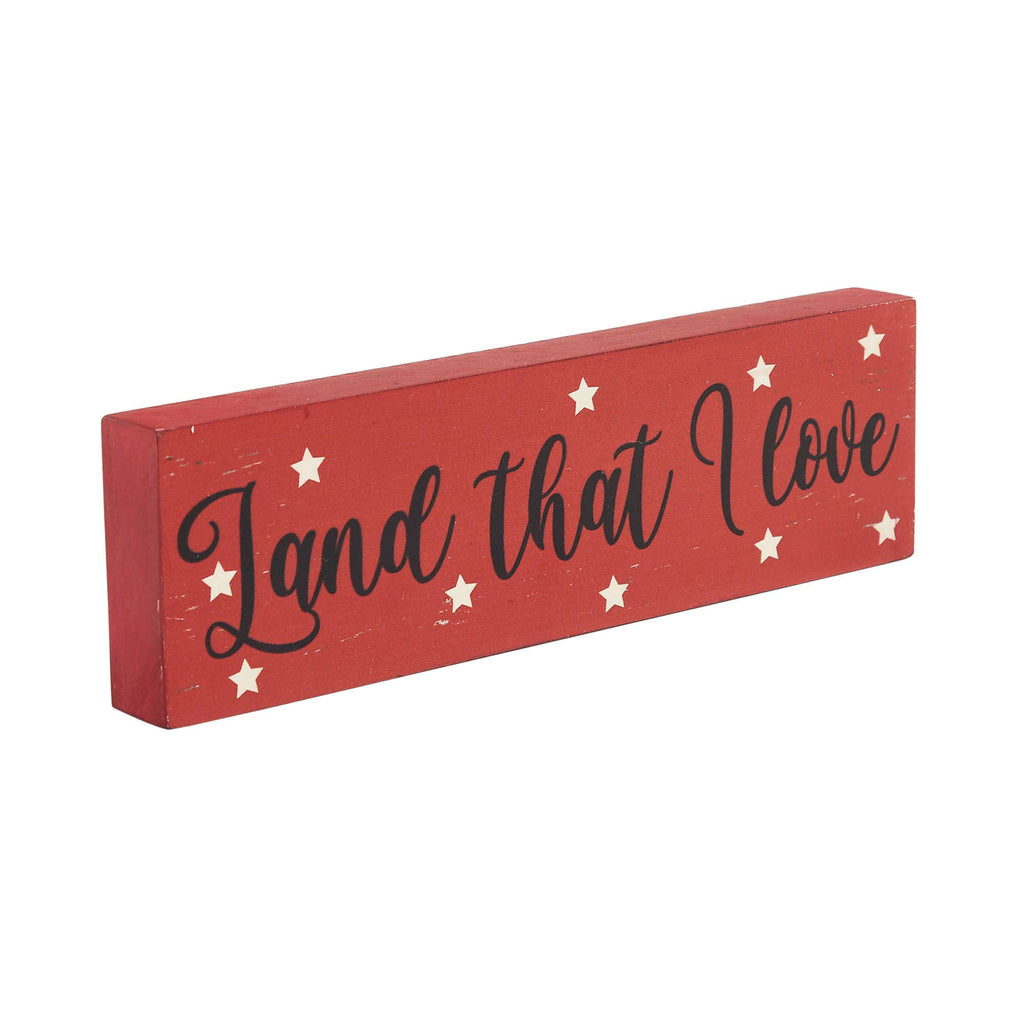 Americana Land That I Love Block Sign 10" Shelf Decor