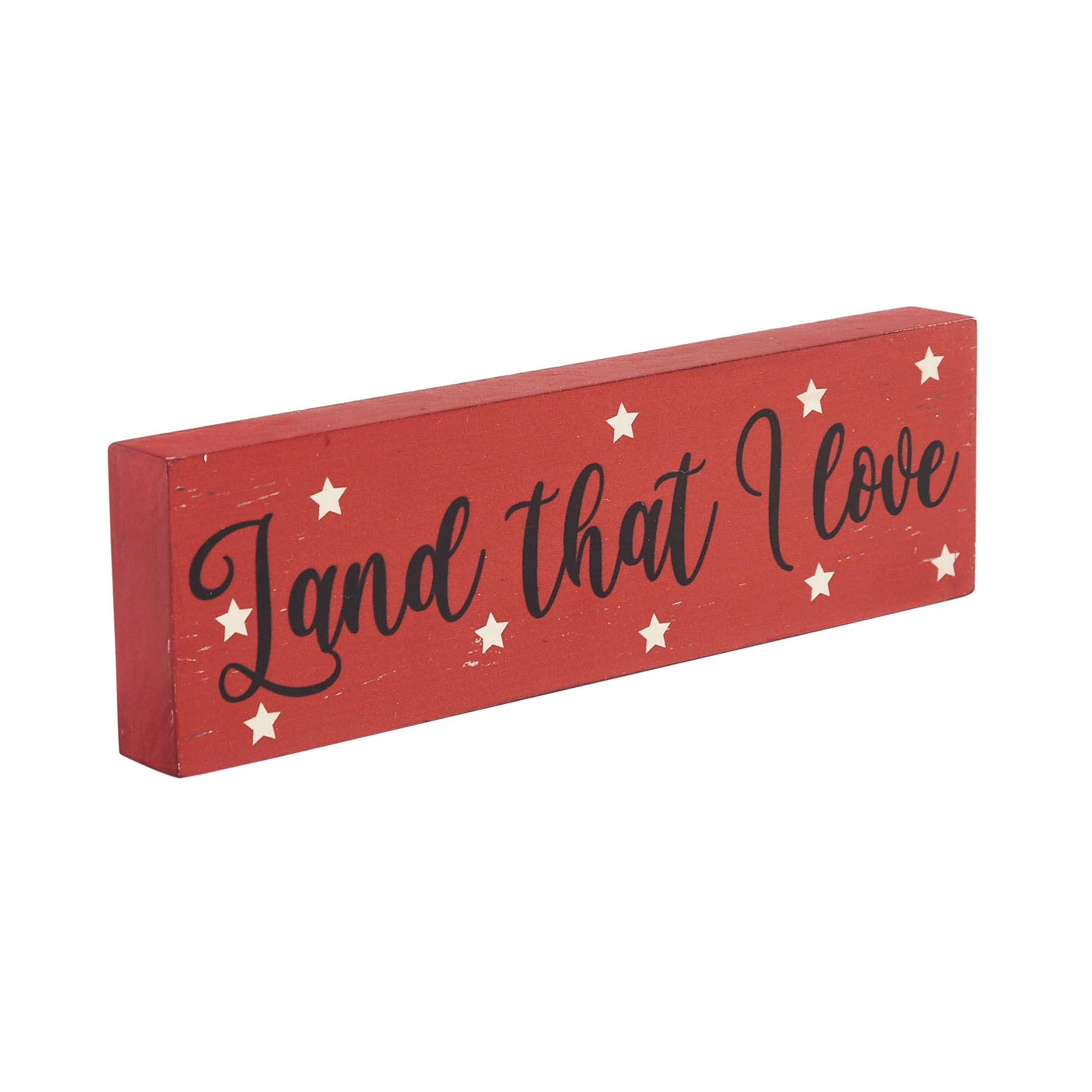 Americana Land That I Love Block Sign 10" Shelf Decor