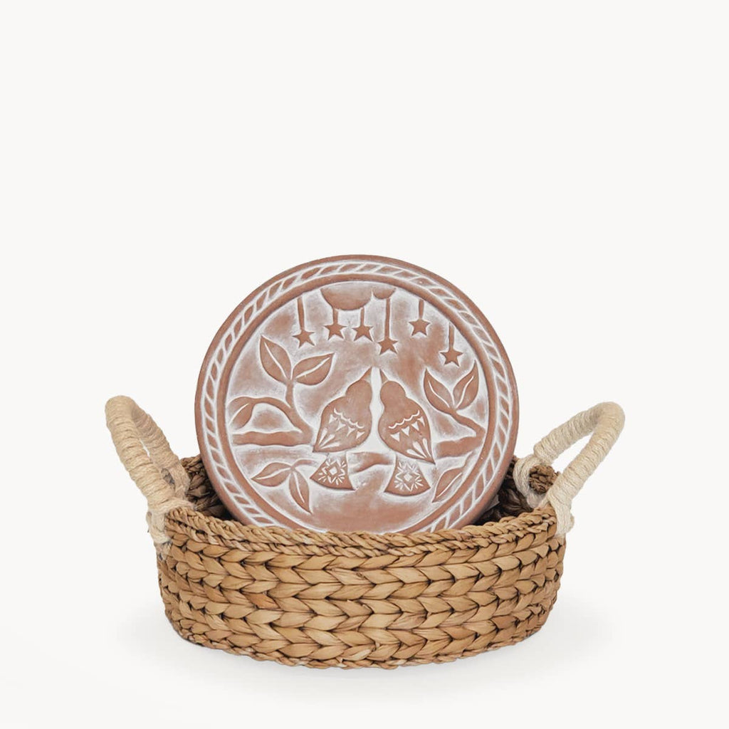 Handmade Bread Warmer & Wicker Basket - Lovebirds Round