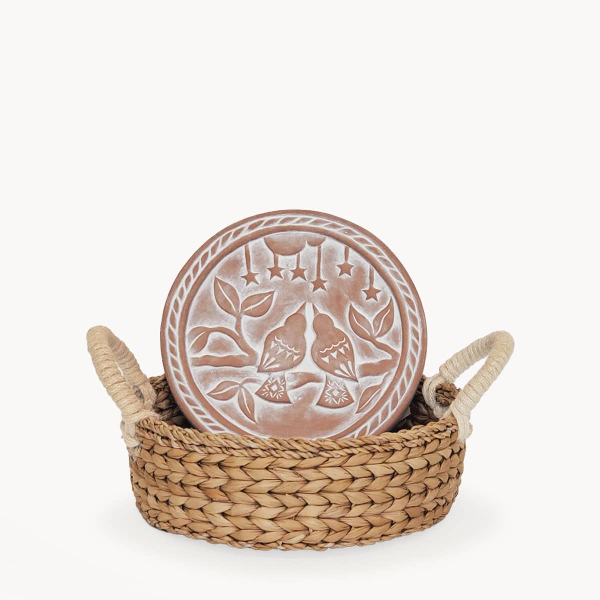 Handmade Bread Warmer & Wicker Basket - Lovebirds Round