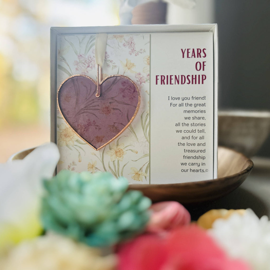 Years of Friendship: Handmade Stained Glass Heart Gift  7823