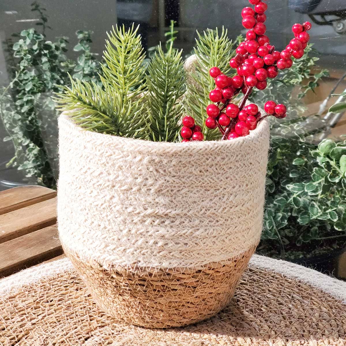 Handwoven Wall Basket • Amari Loop Bin - Natural-Set of 2