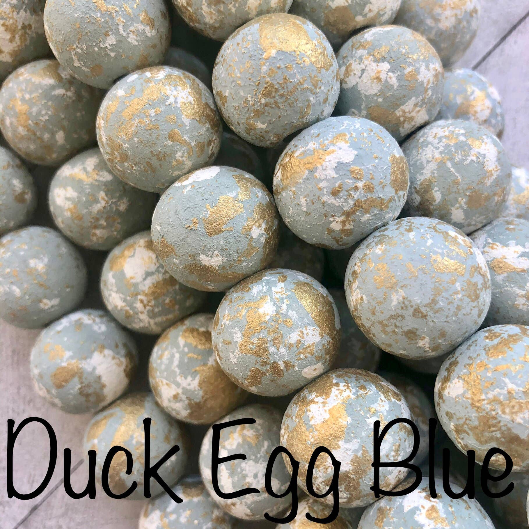 Blessing Beads With Large Heart: Duck Egg Blue