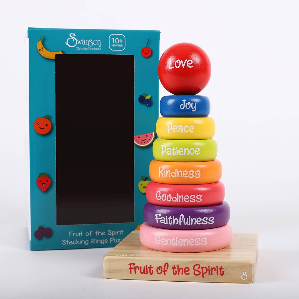 Puzzle Wood Stackable Rings Fruit Of The Spirit: Multicolored / Wood