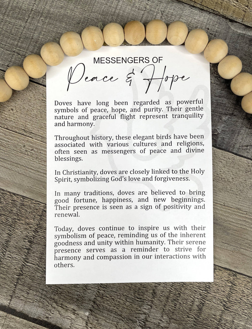 Story Ornament - Doves - Messengers of Peace & Hope