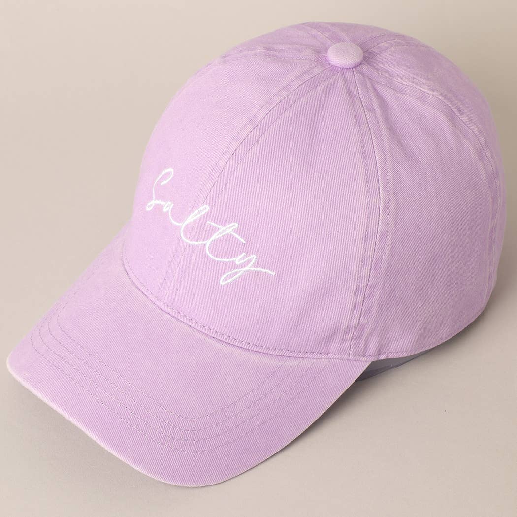 Salty Lettering Embroidery Baseball Cap: VINTAGE BLUE / One Size