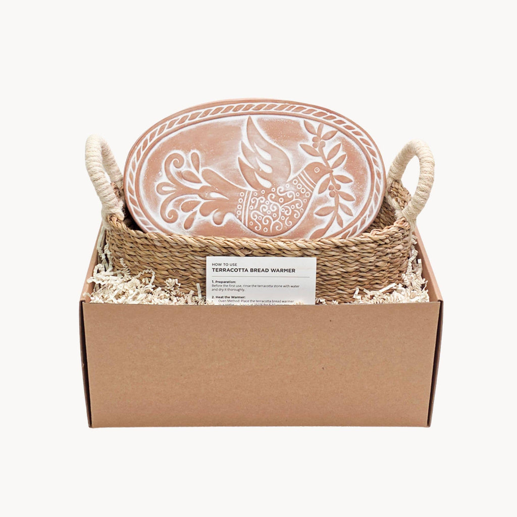 Handmade Bread Warmer & Wicker Basket - Bird Oval