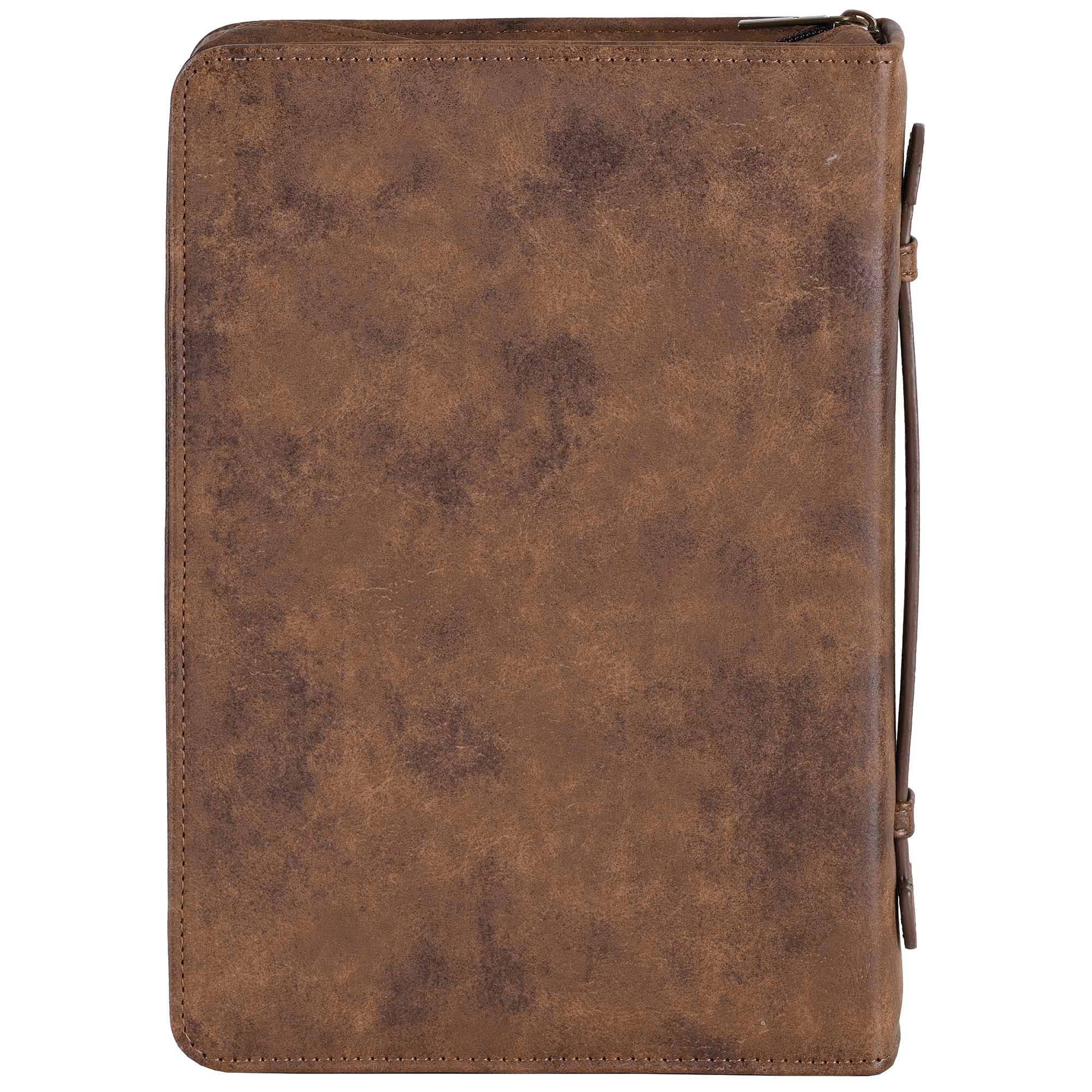 White Dove Bible Case Cross Suede-Look Brown XLarge