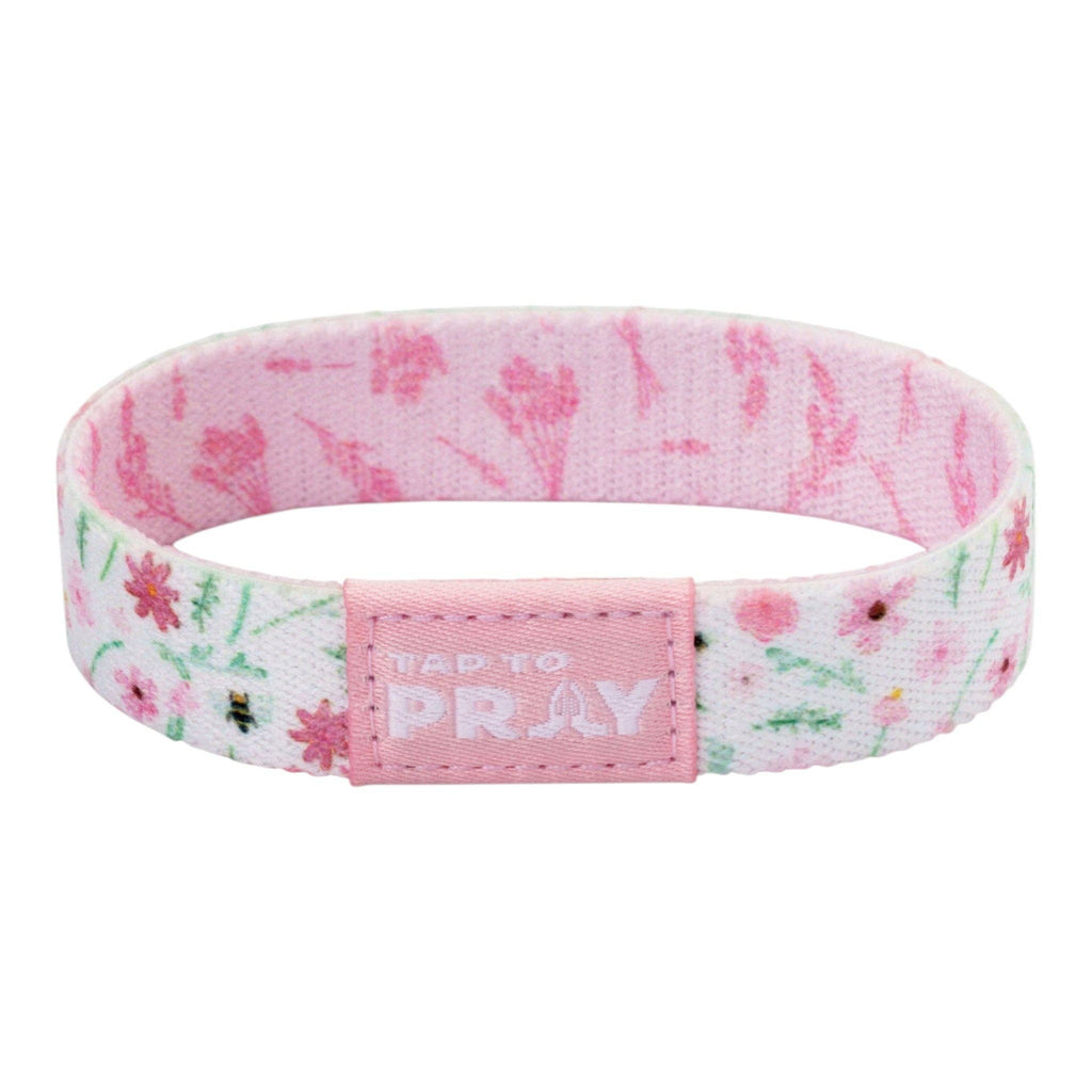 Tap To Pray® Wristband – Meadows - White: Large