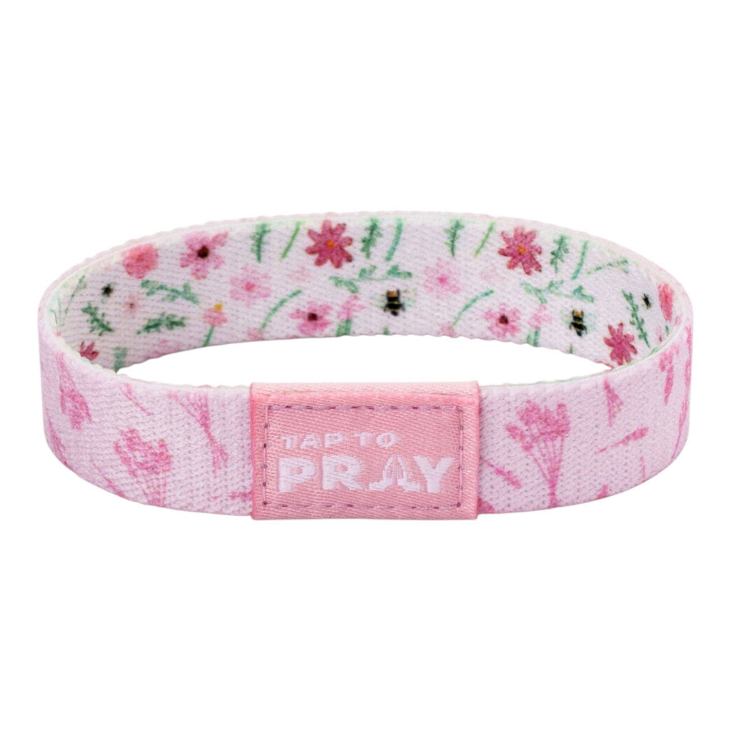 Tap To Pray® Wristband – Meadows - White: Large