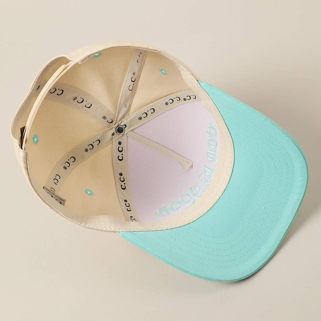God Is Good All The Time Embroidery Trucker Hat: SAGE / ONE SIZE