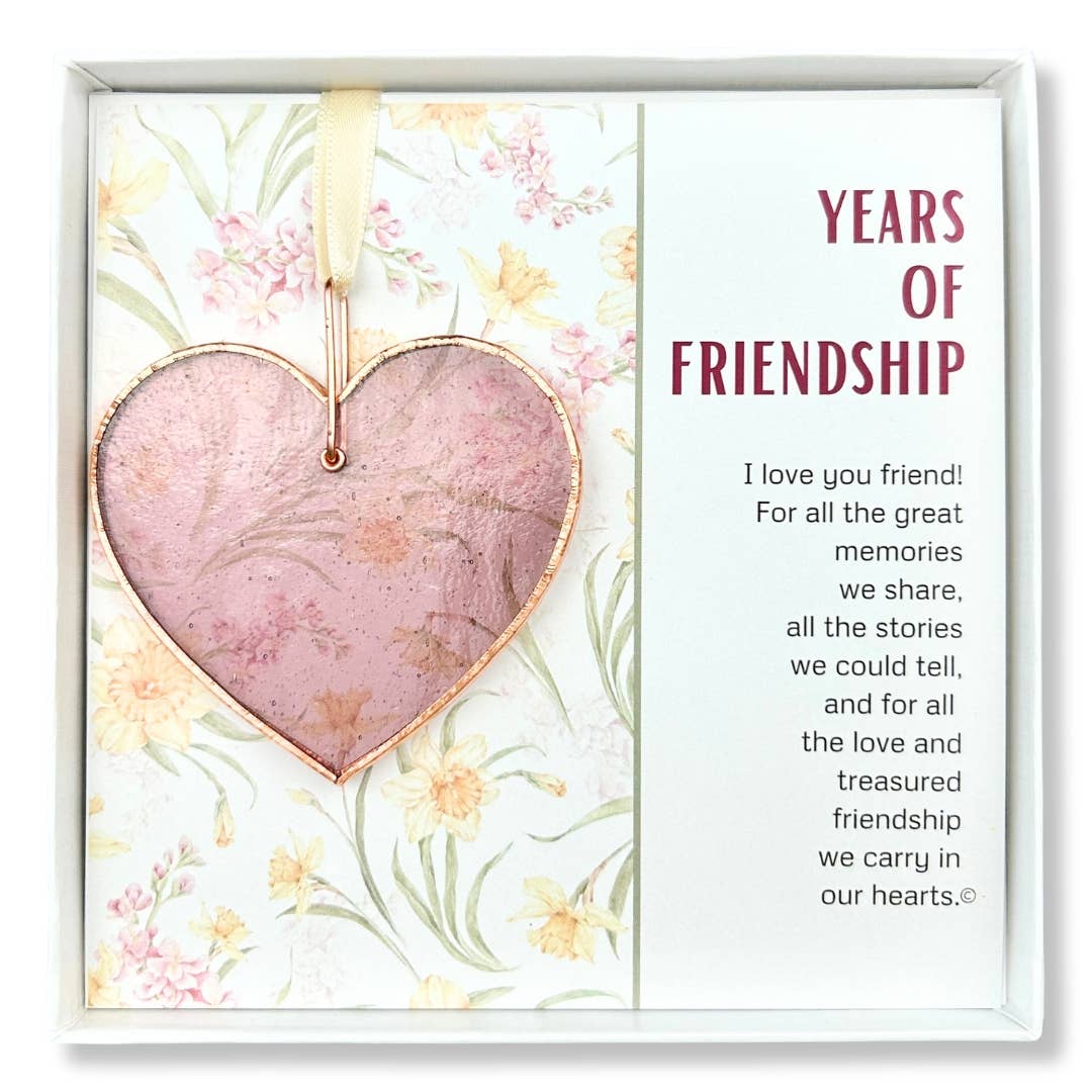 Years of Friendship: Handmade Stained Glass Heart Gift  7823